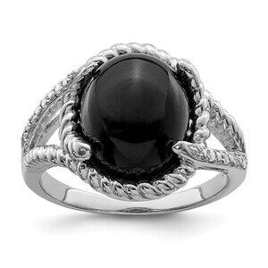 925 Sterling Silver Genuine Fine Jewelry Rhodium-plated Onyx & Diamond Ring
